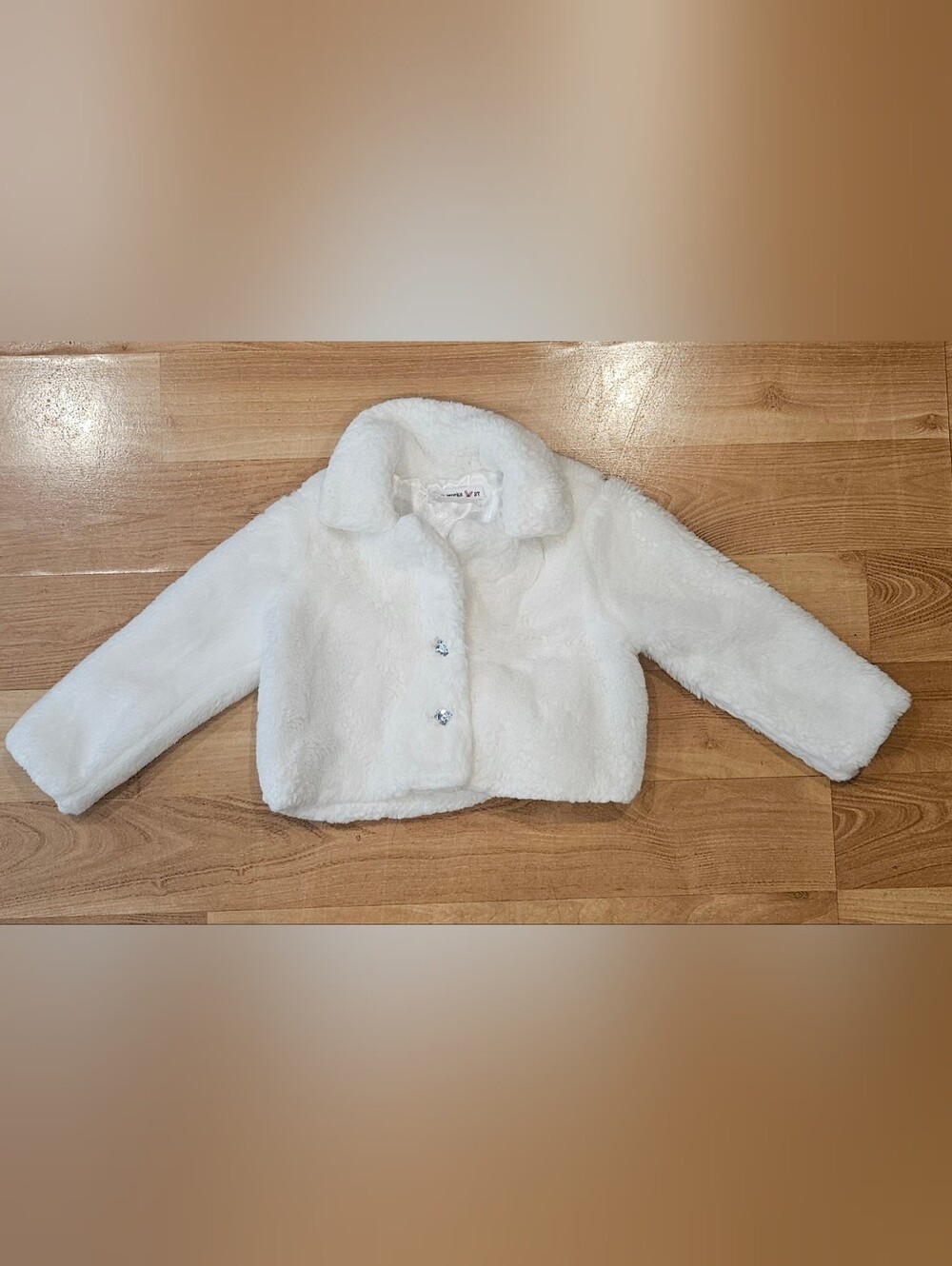 Toddler White Faux Fur Dressy Coat.